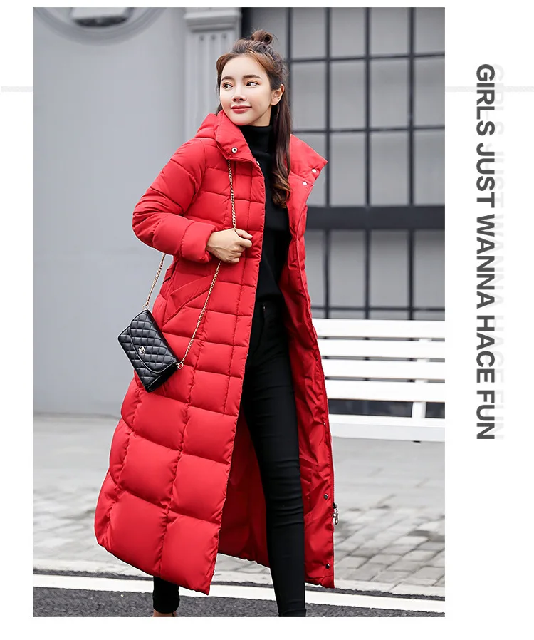 Women Winter Long Cotton Coat 2025 New Women Big Fur Collar Parkas  Korean Loose Belt Slim Jacket Down Cotton Coat Women Outwear