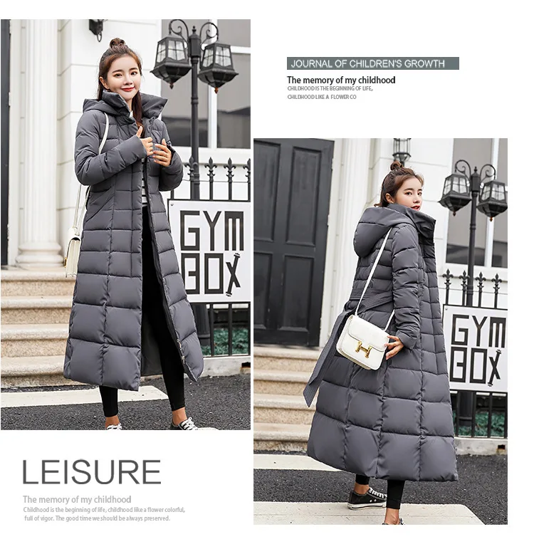 Women Winter Long Cotton Coat 2025 New Women Big Fur Collar Parkas  Korean Loose Belt Slim Jacket Down Cotton Coat Women Outwear