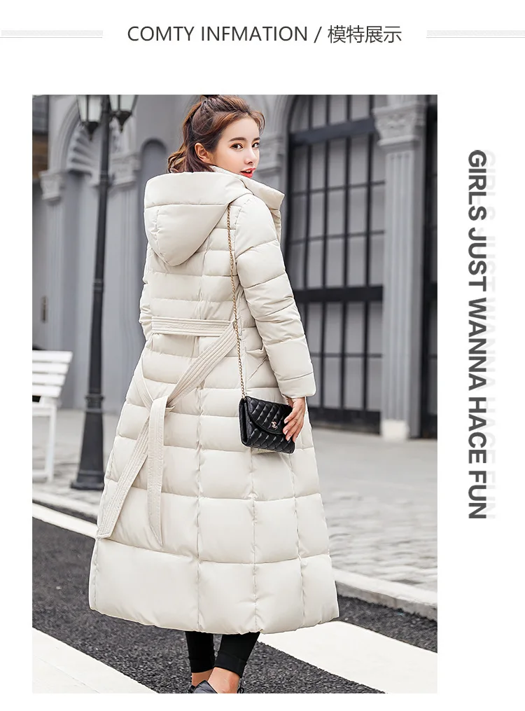 Women Winter Long Cotton Coat 2025 New Women Big Fur Collar Parkas  Korean Loose Belt Slim Jacket Down Cotton Coat Women Outwear
