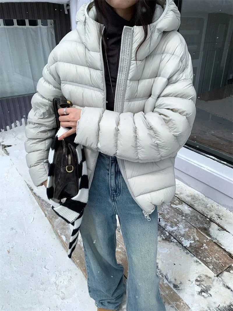 Fashion Fall Lightweight Hooded Puffer Jacket Russian Winter Women Zip Up Solid Warm Cotton Padded Outerwear Quilted Coat Куртка