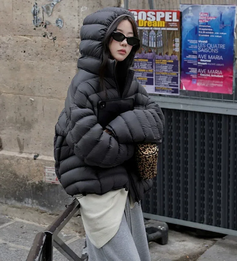 Fashion Fall Lightweight Hooded Puffer Jacket Russian Winter Women Zip Up Solid Warm Cotton Padded Outerwear Quilted Coat Куртка