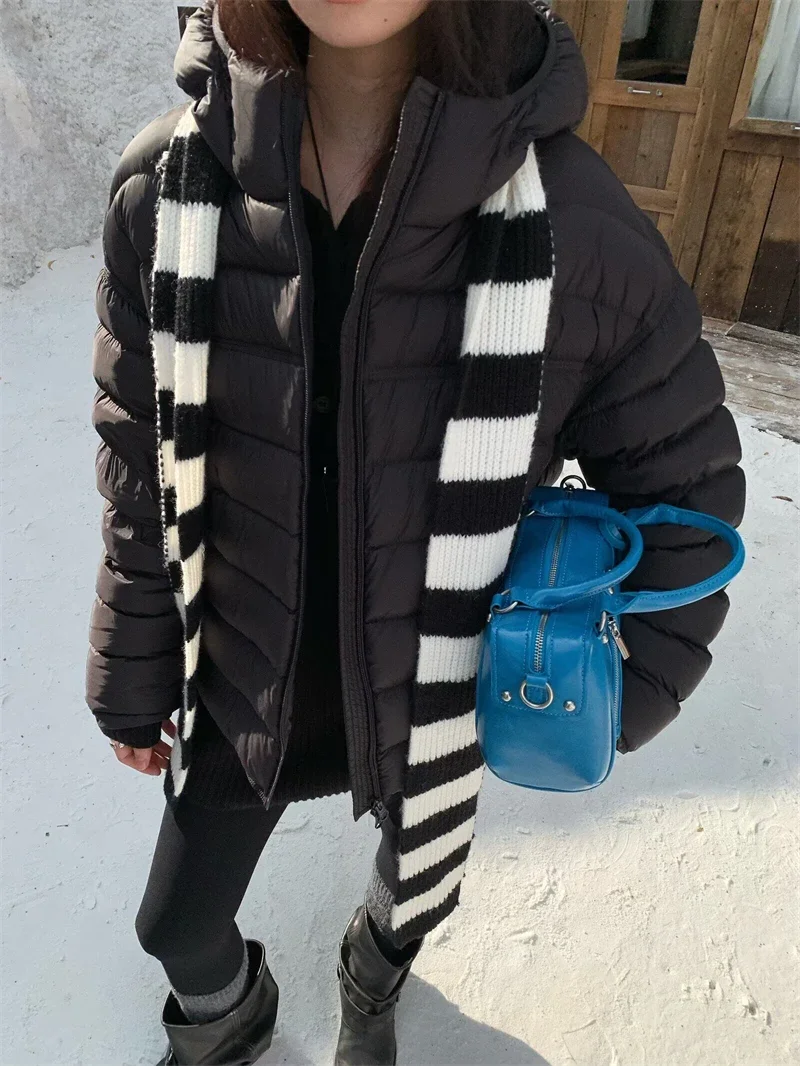 Fashion Fall Lightweight Hooded Puffer Jacket Russian Winter Women Zip Up Solid Warm Cotton Padded Outerwear Quilted Coat Куртка