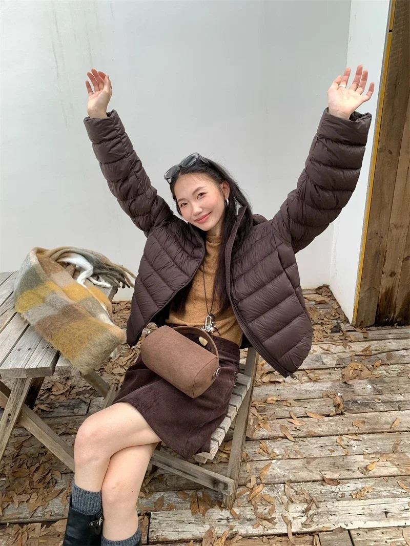 Fashion Fall Lightweight Hooded Puffer Jacket Russian Winter Women Zip Up Solid Warm Cotton Padded Outerwear Quilted Coat Куртка
