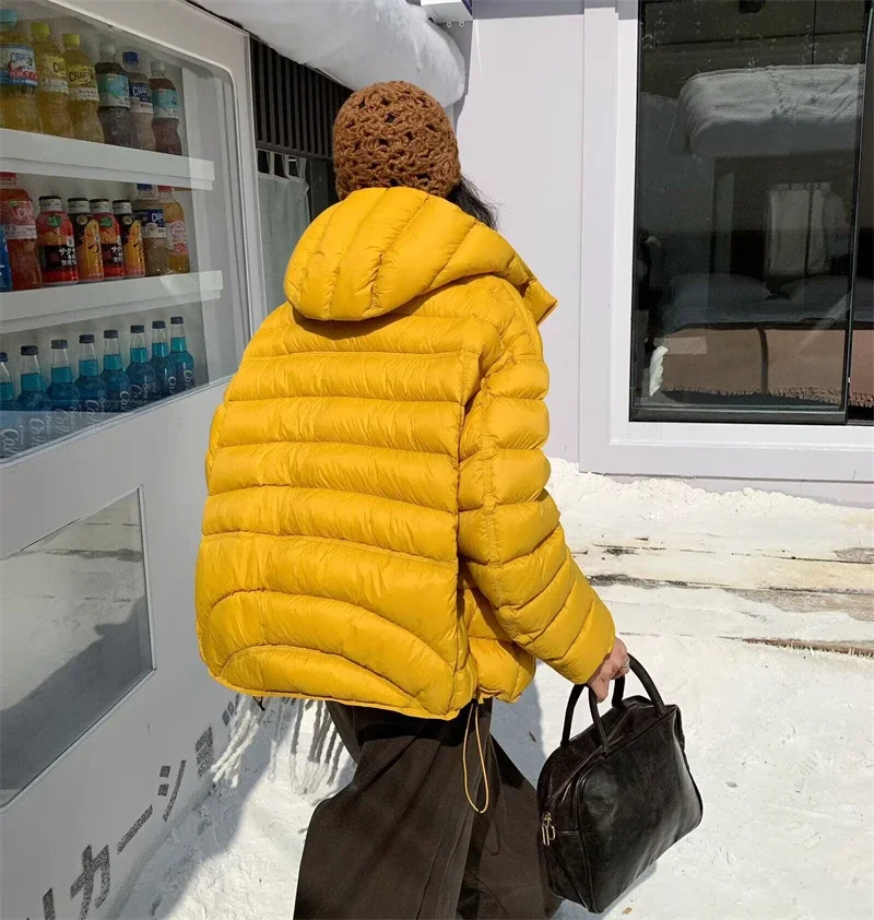Fashion Fall Lightweight Hooded Puffer Jacket Russian Winter Women Zip Up Solid Warm Cotton Padded Outerwear Quilted Coat Куртка