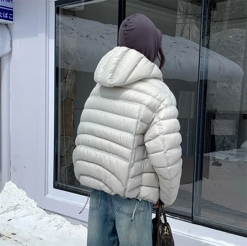 Fashion Fall Lightweight Hooded Puffer Jacket Russian Winter Women Zip Up Solid Warm Cotton Padded Outerwear Quilted Coat Куртка