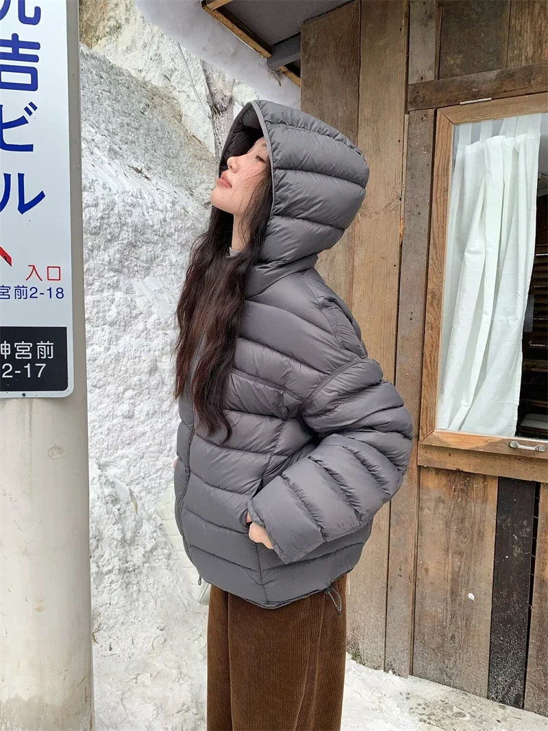 Fashion Fall Lightweight Hooded Puffer Jacket Russian Winter Women Zip Up Solid Warm Cotton Padded Outerwear Quilted Coat Куртка