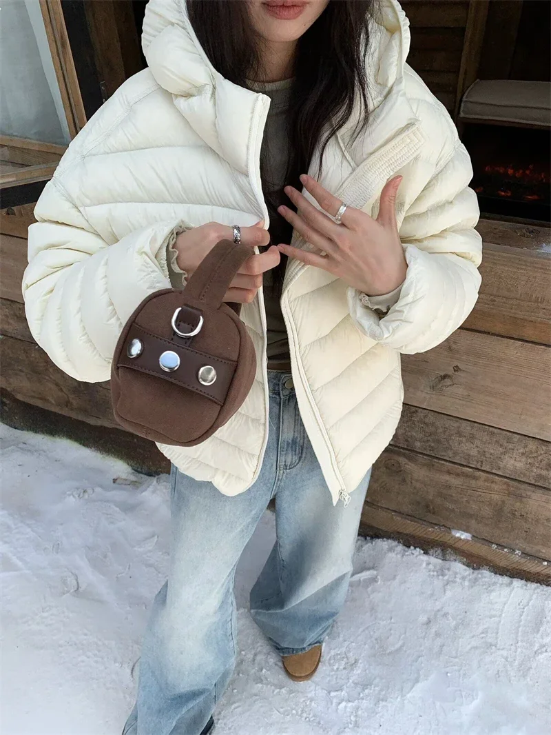 Fashion Fall Lightweight Hooded Puffer Jacket Russian Winter Women Zip Up Solid Warm Cotton Padded Outerwear Quilted Coat Куртка