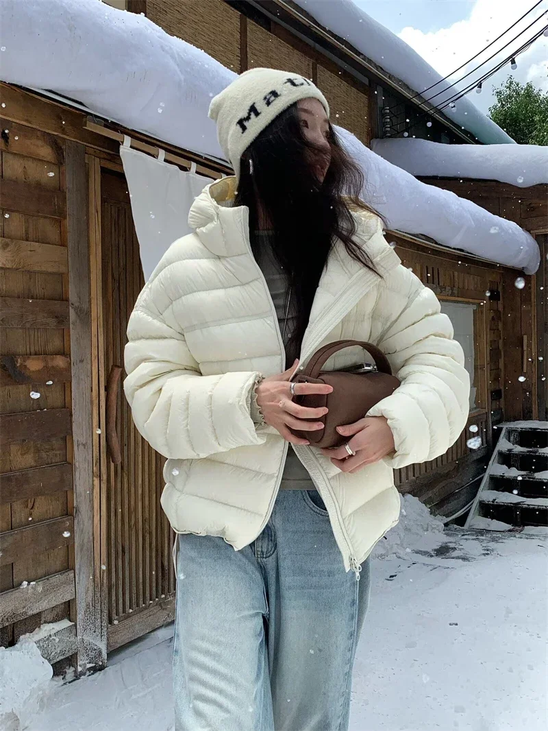 Fashion Fall Lightweight Hooded Puffer Jacket Russian Winter Women Zip Up Solid Warm Cotton Padded Outerwear Quilted Coat Куртка
