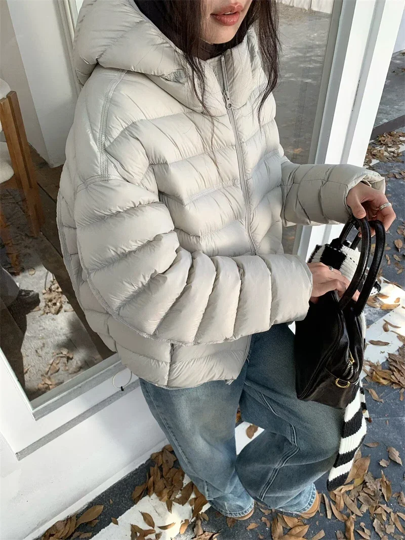 Fashion Fall Lightweight Hooded Puffer Jacket Russian Winter Women Zip Up Solid Warm Cotton Padded Outerwear Quilted Coat Куртка