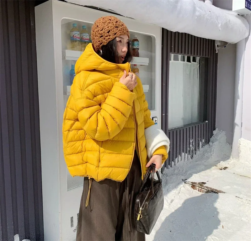 Fashion Fall Lightweight Hooded Puffer Jacket Russian Winter Women Zip Up Solid Warm Cotton Padded Outerwear Quilted Coat Куртка