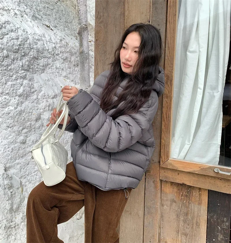 Fashion Fall Lightweight Hooded Puffer Jacket Russian Winter Women Zip Up Solid Warm Cotton Padded Outerwear Quilted Coat Куртка