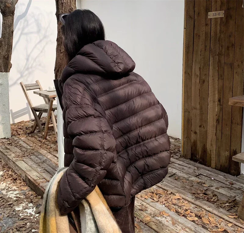 Fashion Fall Lightweight Hooded Puffer Jacket Russian Winter Women Zip Up Solid Warm Cotton Padded Outerwear Quilted Coat Куртка
