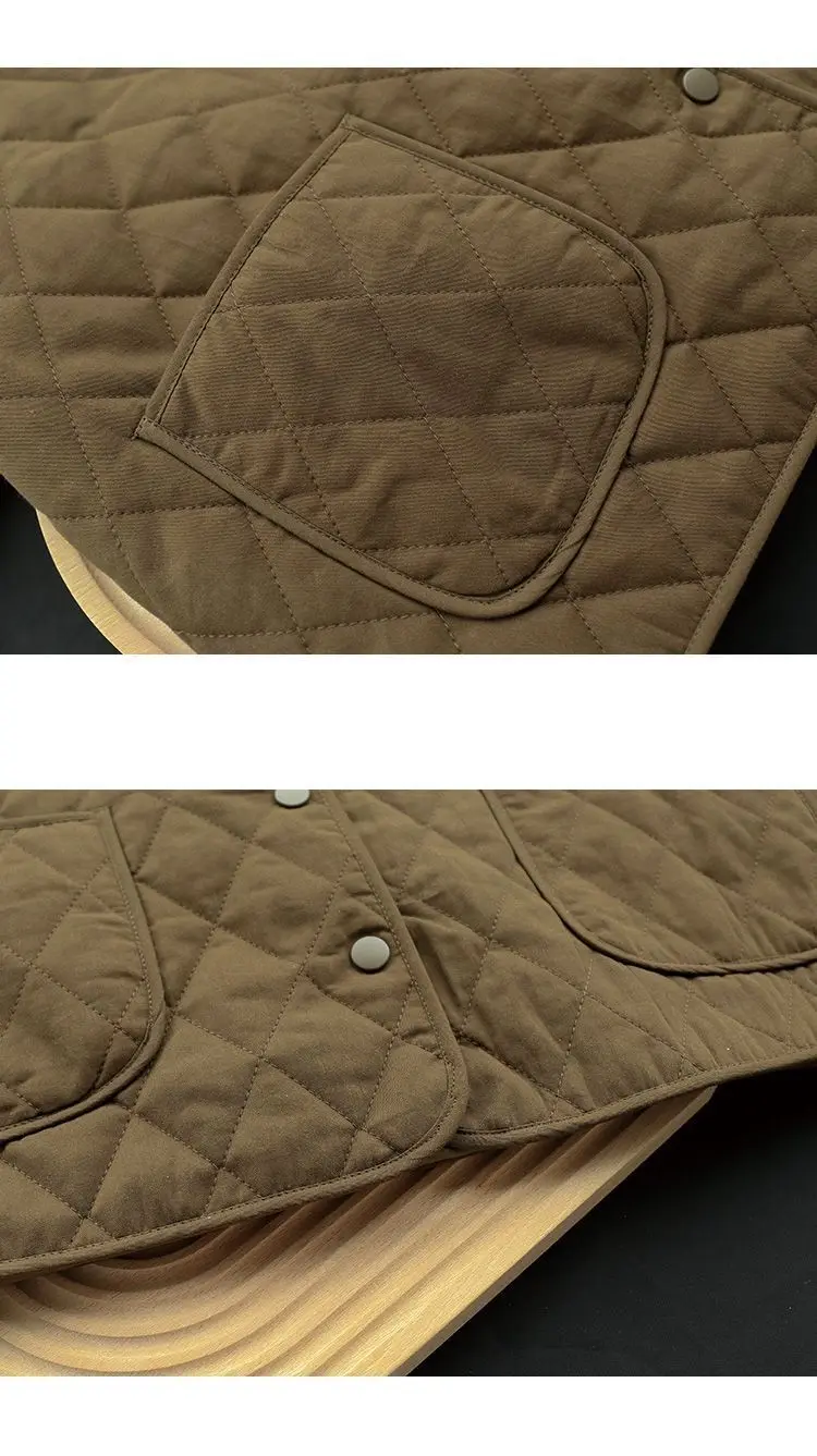 Spring New Women Clothing Fashion Long Sleeve Pockets Slim Fit Thin Quilted Jacket Light weight Short Jacket Women Cotton Jacket