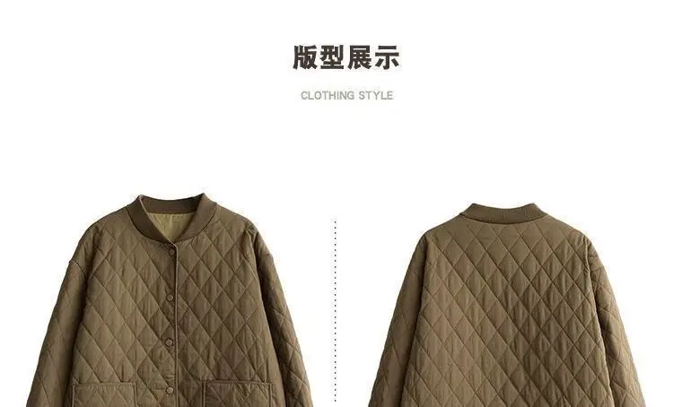Spring New Women Clothing Fashion Long Sleeve Pockets Slim Fit Thin Quilted Jacket Light weight Short Jacket Women Cotton Jacket