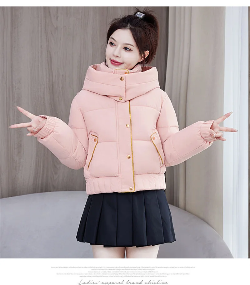 2025 New Winter Korean Hooded Bread Jacket Women Parkas Casual Thicke Warm Down Cotton Padded Short Jacket Female Outerwear