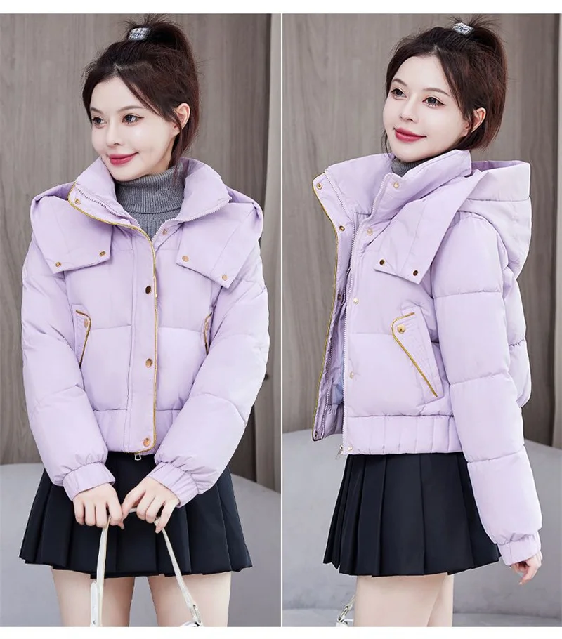 2025 New Winter Korean Hooded Bread Jacket Women Parkas Casual Thicke Warm Down Cotton Padded Short Jacket Female Outerwear