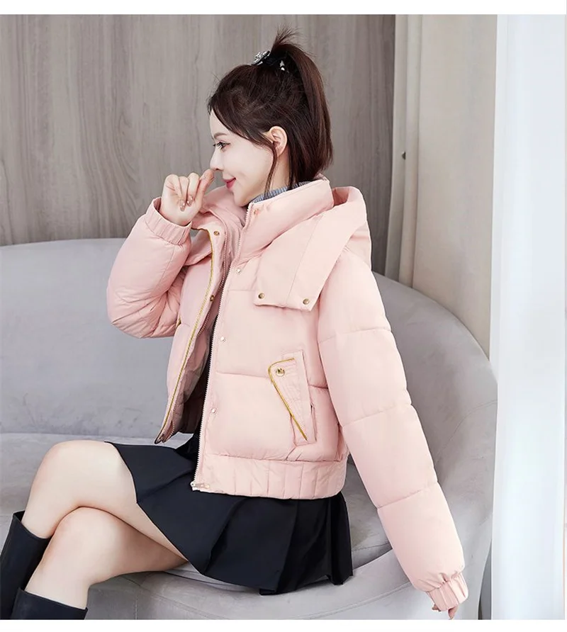2025 New Winter Korean Hooded Bread Jacket Women Parkas Casual Thicke Warm Down Cotton Padded Short Jacket Female Outerwear