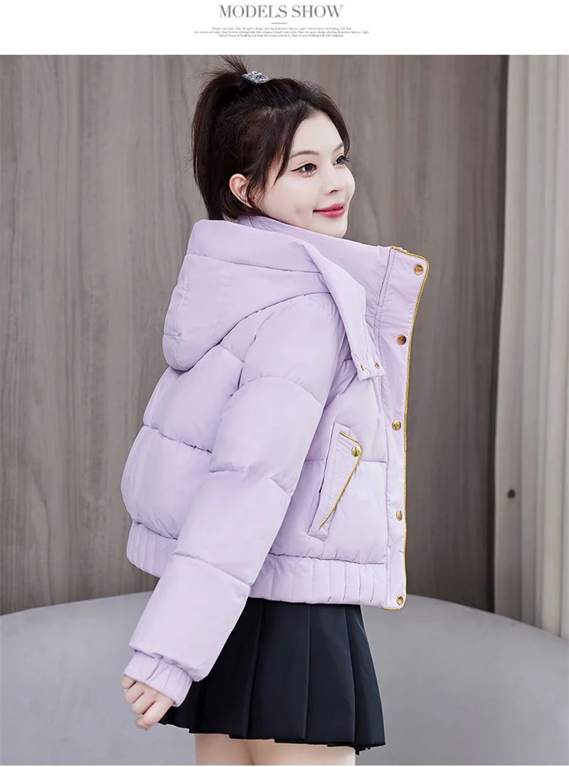 2025 New Winter Korean Hooded Bread Jacket Women Parkas Casual Thicke Warm Down Cotton Padded Short Jacket Female Outerwear