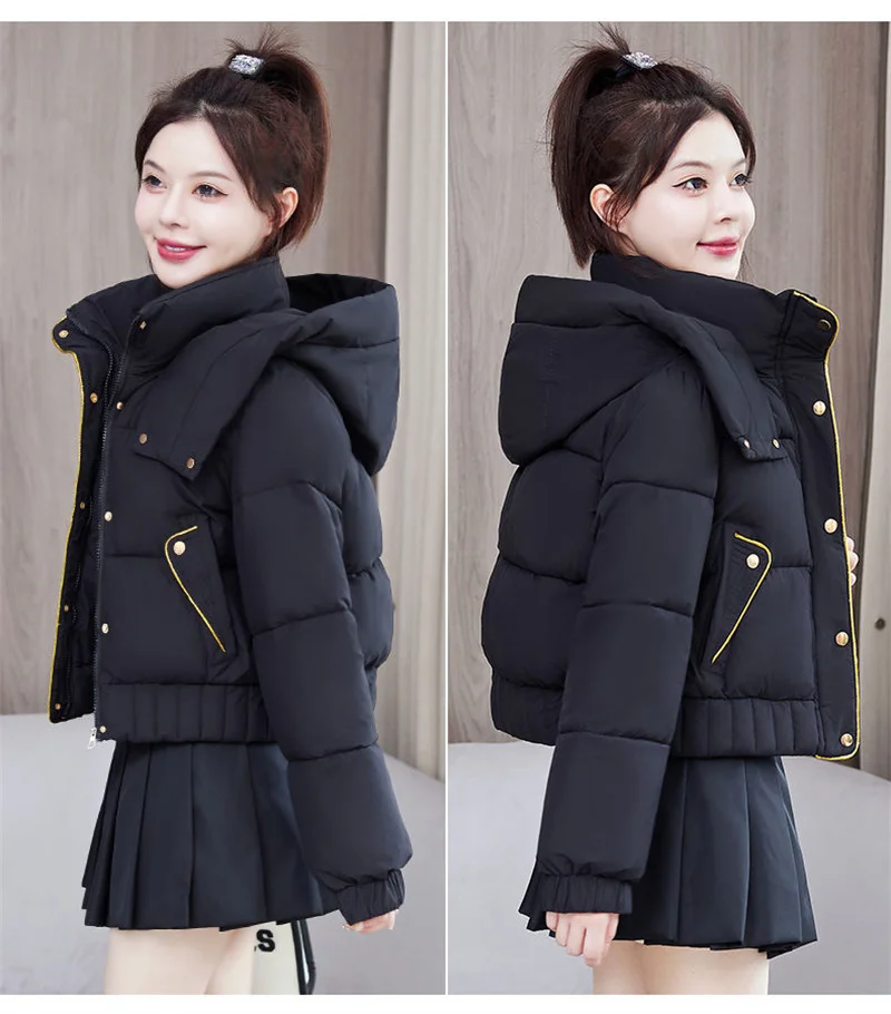 2025 New Winter Korean Hooded Bread Jacket Women Parkas Casual Thicke Warm Down Cotton Padded Short Jacket Female Outerwear