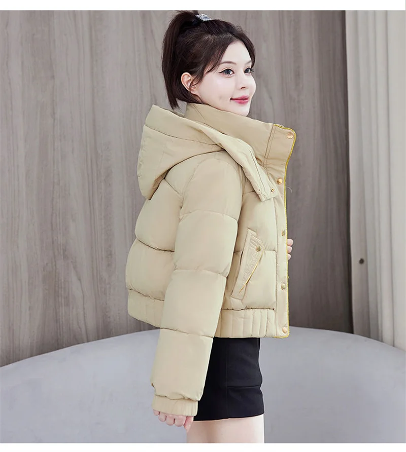 2025 New Winter Korean Hooded Bread Jacket Women Parkas Casual Thicke Warm Down Cotton Padded Short Jacket Female Outerwear