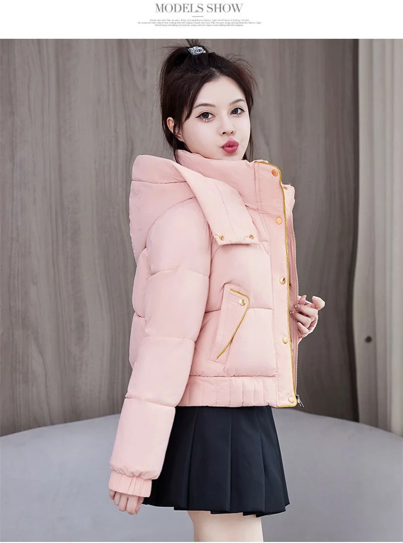 2025 New Winter Korean Hooded Bread Jacket Women Parkas Casual Thicke Warm Down Cotton Padded Short Jacket Female Outerwear