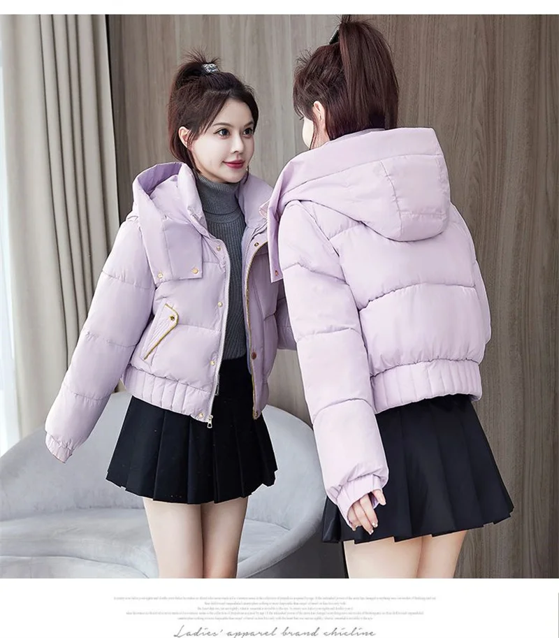 2025 New Winter Korean Hooded Bread Jacket Women Parkas Casual Thicke Warm Down Cotton Padded Short Jacket Female Outerwear