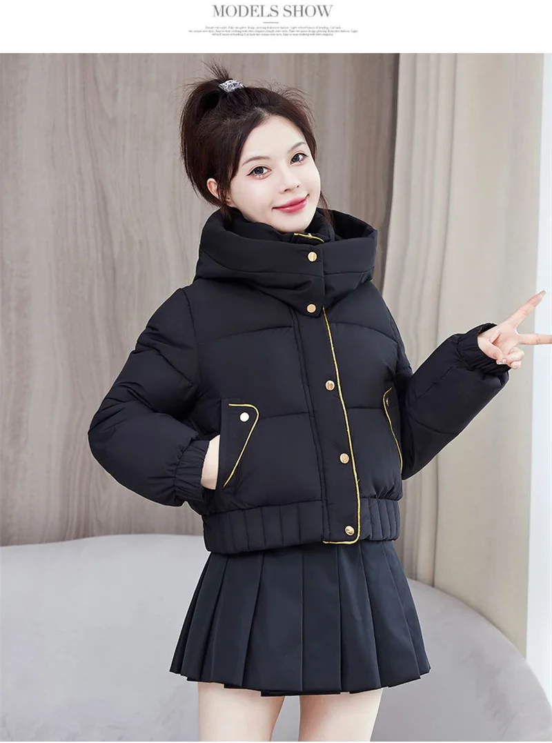 2025 New Winter Korean Hooded Bread Jacket Women Parkas Casual Thicke Warm Down Cotton Padded Short Jacket Female Outerwear