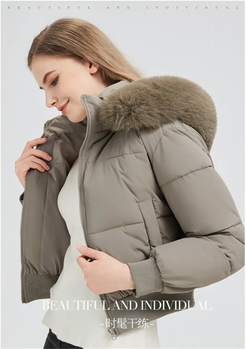 Winter 2026 New Women's European American Style Coat Down Cotton-padded Female Short Waist Jacket Short Fashion Loose Overwear