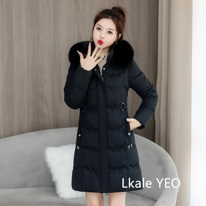 Women's Winter Parka Coat 2025 Hooded Korean Version Lady Down Cotton Jacket Warm Temperament Ladies Cotton Padded Outerwear