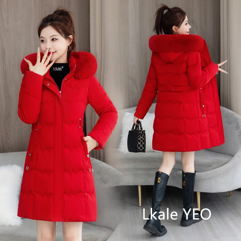 Women's Winter Parka Coat 2025 Hooded Korean Version Lady Down Cotton Jacket Warm Temperament Ladies Cotton Padded Outerwear