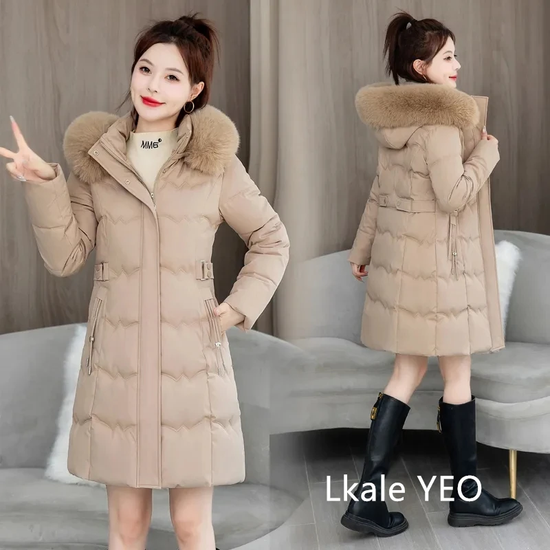 Women's Winter Parka Coat 2025 Hooded Korean Version Lady Down Cotton Jacket Warm Temperament Ladies Cotton Padded Outerwear