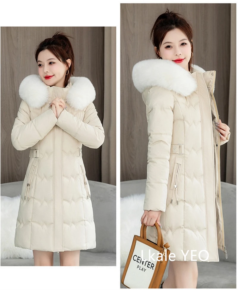 Women's Winter Parka Coat 2025 Hooded Korean Version Lady Down Cotton Jacket Warm Temperament Ladies Cotton Padded Outerwear