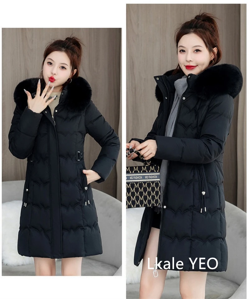 Women's Winter Parka Coat 2025 Hooded Korean Version Lady Down Cotton Jacket Warm Temperament Ladies Cotton Padded Outerwear