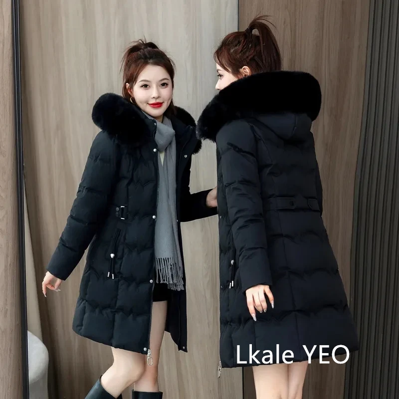 Women's Winter Parka Coat 2025 Hooded Korean Version Lady Down Cotton Jacket Warm Temperament Ladies Cotton Padded Outerwear