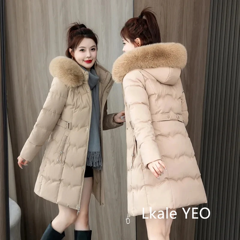 Women's Winter Parka Coat 2025 Hooded Korean Version Lady Down Cotton Jacket Warm Temperament Ladies Cotton Padded Outerwear