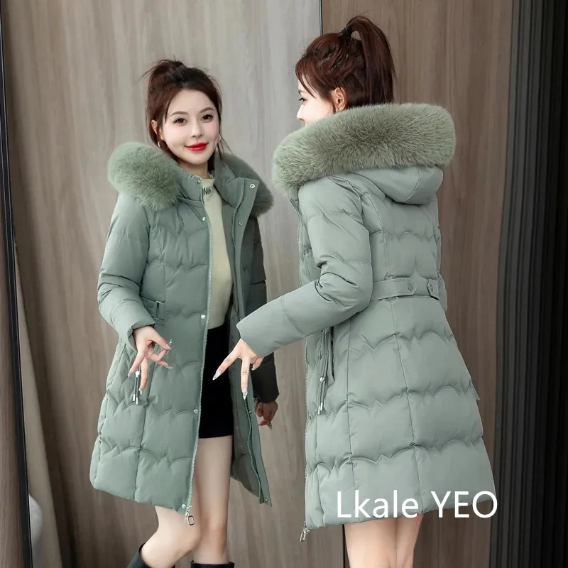 Women's Winter Parka Coat 2025 Hooded Korean Version Lady Down Cotton Jacket Warm Temperament Ladies Cotton Padded Outerwear