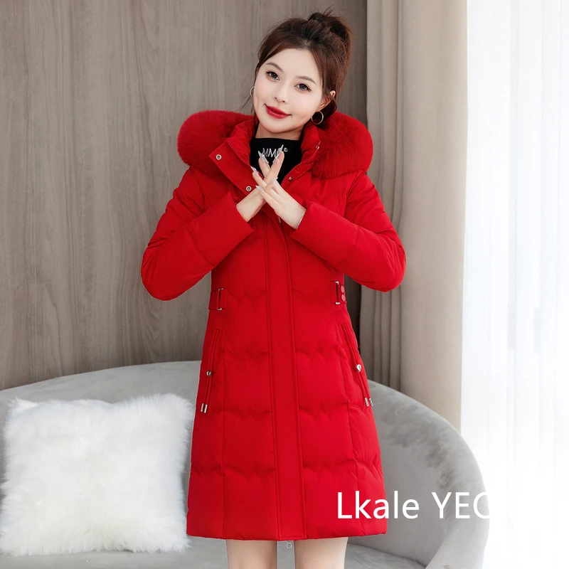 Women's Winter Parka Coat 2025 Hooded Korean Version Lady Down Cotton Jacket Warm Temperament Ladies Cotton Padded Outerwear