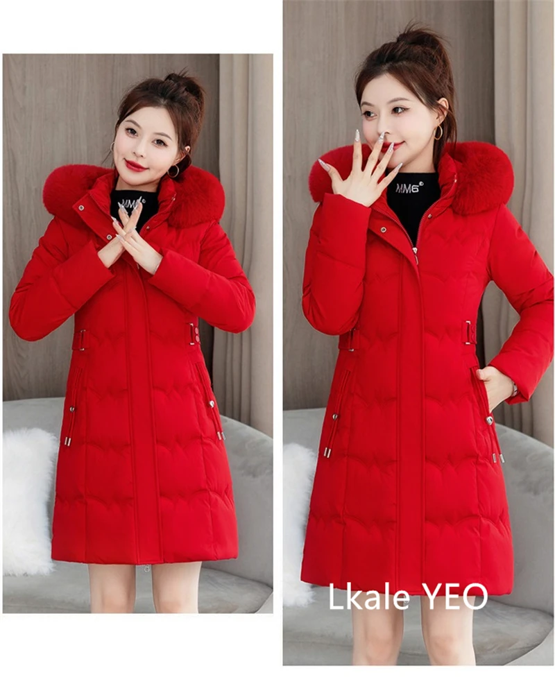 Women's Winter Parka Coat 2025 Hooded Korean Version Lady Down Cotton Jacket Warm Temperament Ladies Cotton Padded Outerwear