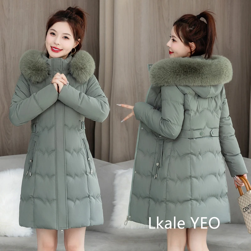Women's Winter Parka Coat 2025 Hooded Korean Version Lady Down Cotton Jacket Warm Temperament Ladies Cotton Padded Outerwear
