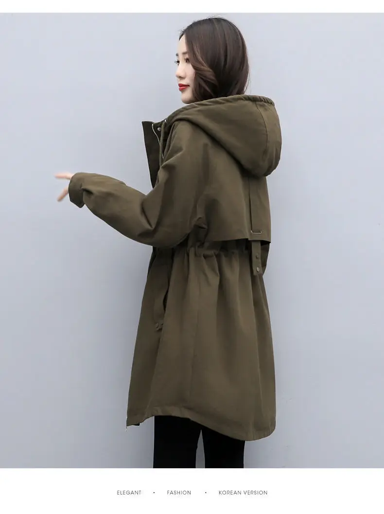 Medium long Hooded Waist cinching Parker Women's 2026 Autumn Winter New Thicken Warm Cotton Jackets Female Velvet Casual Coats
