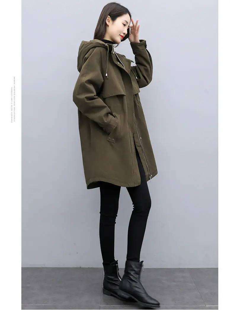 Medium long Hooded Waist cinching Parker Women's 2026 Autumn Winter New Thicken Warm Cotton Jackets Female Velvet Casual Coats