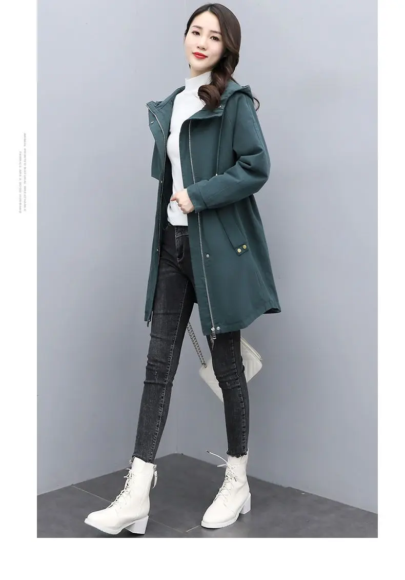 Medium long Hooded Waist cinching Parker Women's 2026 Autumn Winter New Thicken Warm Cotton Jackets Female Velvet Casual Coats