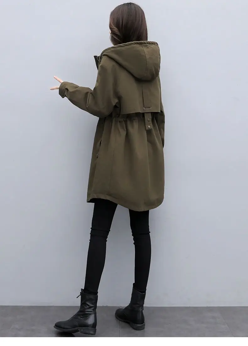 Medium long Hooded Waist cinching Parker Women's 2026 Autumn Winter New Thicken Warm Cotton Jackets Female Velvet Casual Coats