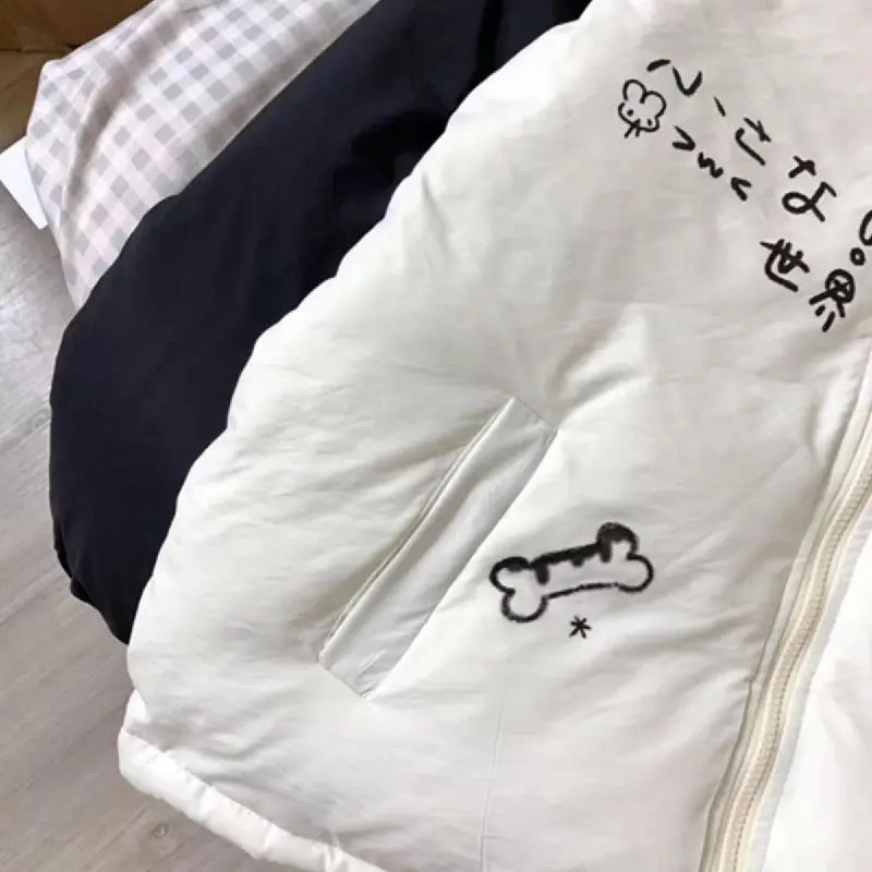 Japanese Kawaii Zipper Coat Casual Women Long Sleeve Cartoon Print Sweet Style Clothing Cute Harajuku Subculture Parkas Autumn