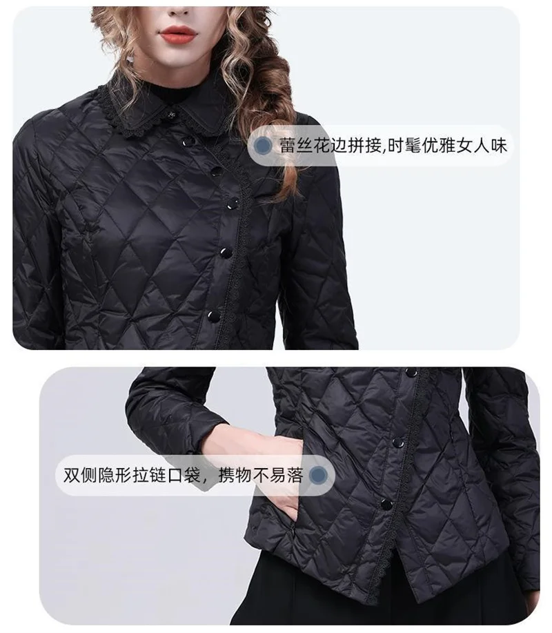 Autumn Winter Women Short Lace Doll Collar With High-grade Thin Slim Waist Cotton-padded Coat Female Down Cotton-padded Jacket