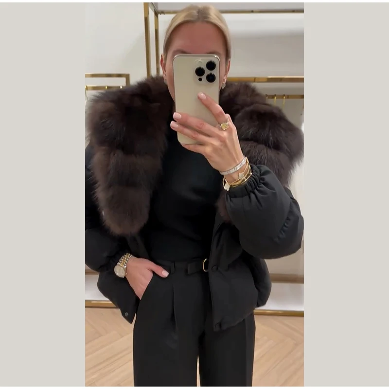 Street Faux Fur Collar Cropped Coats Women Loose Full Sleeve Single Breasted Thicken Jacket 2026 Winter Lady Chic Furry Outwear