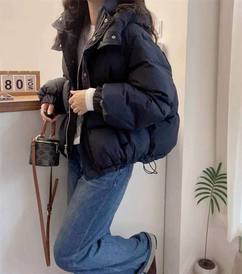 Fashion Parkas Women's Jacket Korean 2024 New Autumn Winter Loose Hooded Thicken Warm Short Down Cotton Padded Coats Female Tops