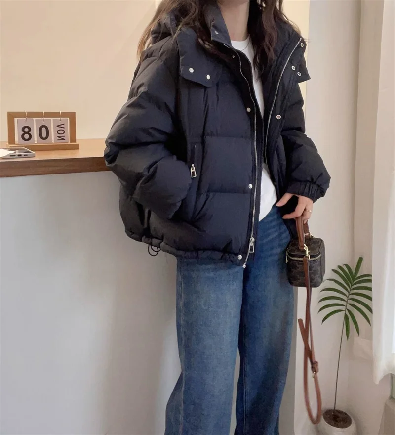 Fashion Parkas Women's Jacket Korean 2024 New Autumn Winter Loose Hooded Thicken Warm Short Down Cotton Padded Coats Female Tops