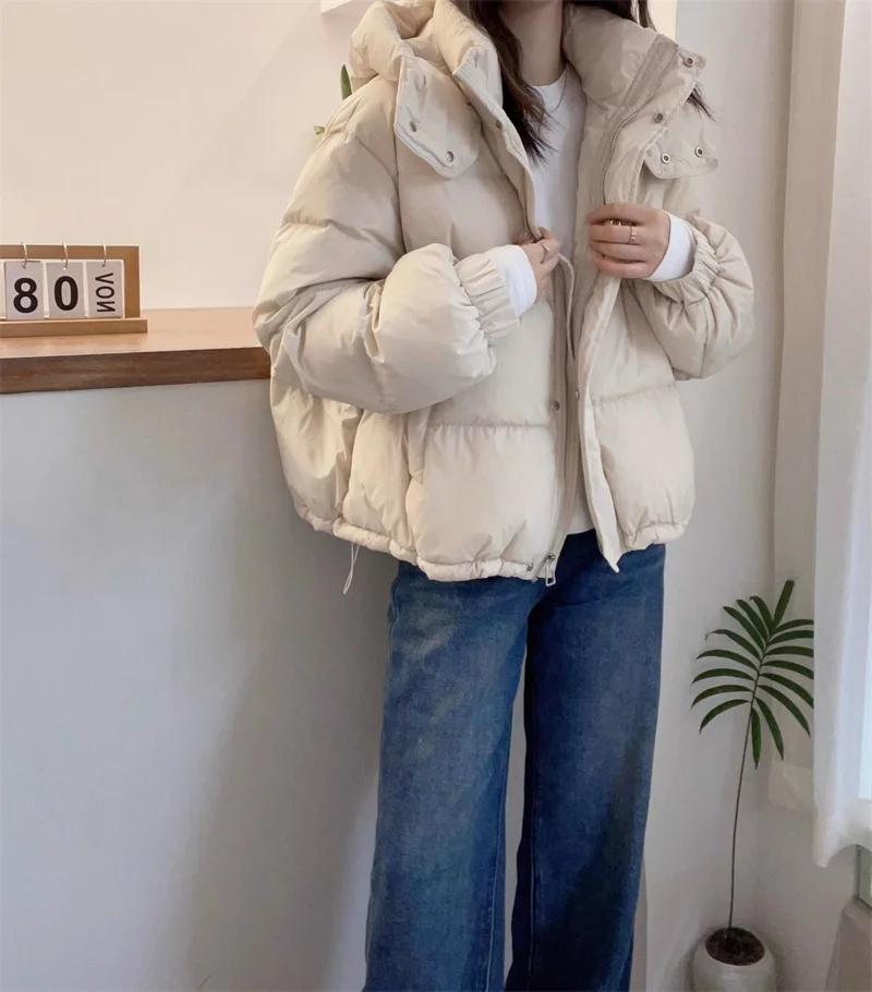 Fashion Parkas Women's Jacket Korean 2024 New Autumn Winter Loose Hooded Thicken Warm Short Down Cotton Padded Coats Female Tops