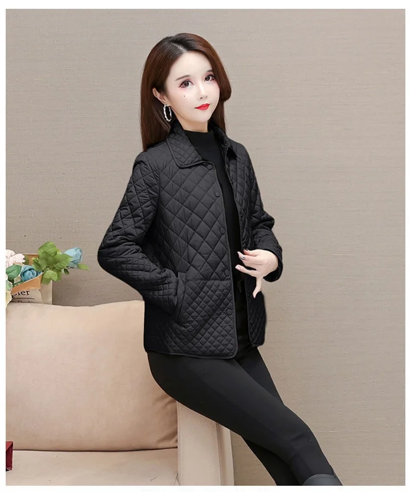 2025 Autumn Winter New Middle-aged Mother's Women Parkas Short Down Cotton Jacket Female Thin Loose Cotton Padded Parka Outwear